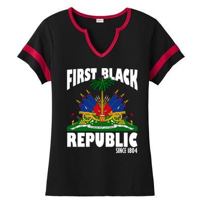 First Black Republic Since 1804 Haiti Heritage Ladies Halftime Notch Neck Tee