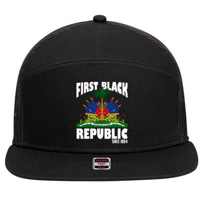 First Black Republic Since 1804 Haiti Heritage 7 Panel Mesh Trucker Snapback Hat