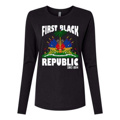 First Black Republic Since 1804 Haiti Heritage Womens Cotton Relaxed Long Sleeve T-Shirt