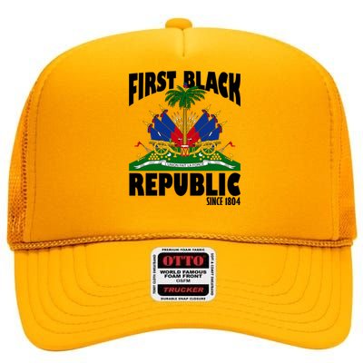 First Black Republic Since 1804 Haiti Heritage High Crown Mesh Back Trucker Hat