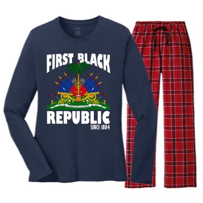 First Black Republic Since 1804 Haiti Heritage Women's Long Sleeve Flannel Pajama Set 