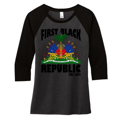 First Black Republic Since 1804 Haiti Heritage Women's Tri-Blend 3/4-Sleeve Raglan Shirt