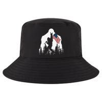 Funny Bigfoot Rock On Hold American Flag Sasquatch Believers Cool Comfort Performance Bucket Hat