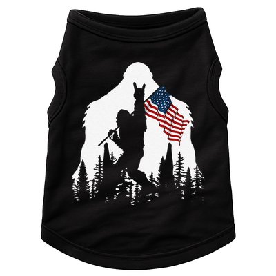 Funny Bigfoot Rock On Hold American Flag Sasquatch Believers Doggie Tank