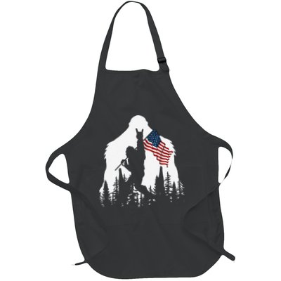 Funny Bigfoot Rock On Hold American Flag Sasquatch Believers Apron