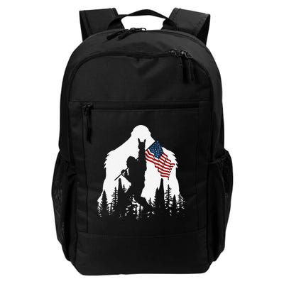 Funny Bigfoot Rock On Hold American Flag Sasquatch Believers Backpack
