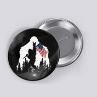 Funny Bigfoot Rock On Hold American Flag Sasquatch Believers Button