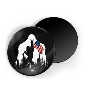 Funny Bigfoot Rock On Hold American Flag Sasquatch Believers Magnet