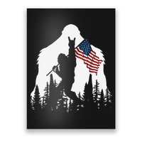 Funny Bigfoot Rock On Hold American Flag Sasquatch Believers Poster