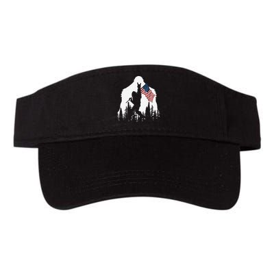 Funny Bigfoot Rock On Hold American Flag Sasquatch Believers Visor