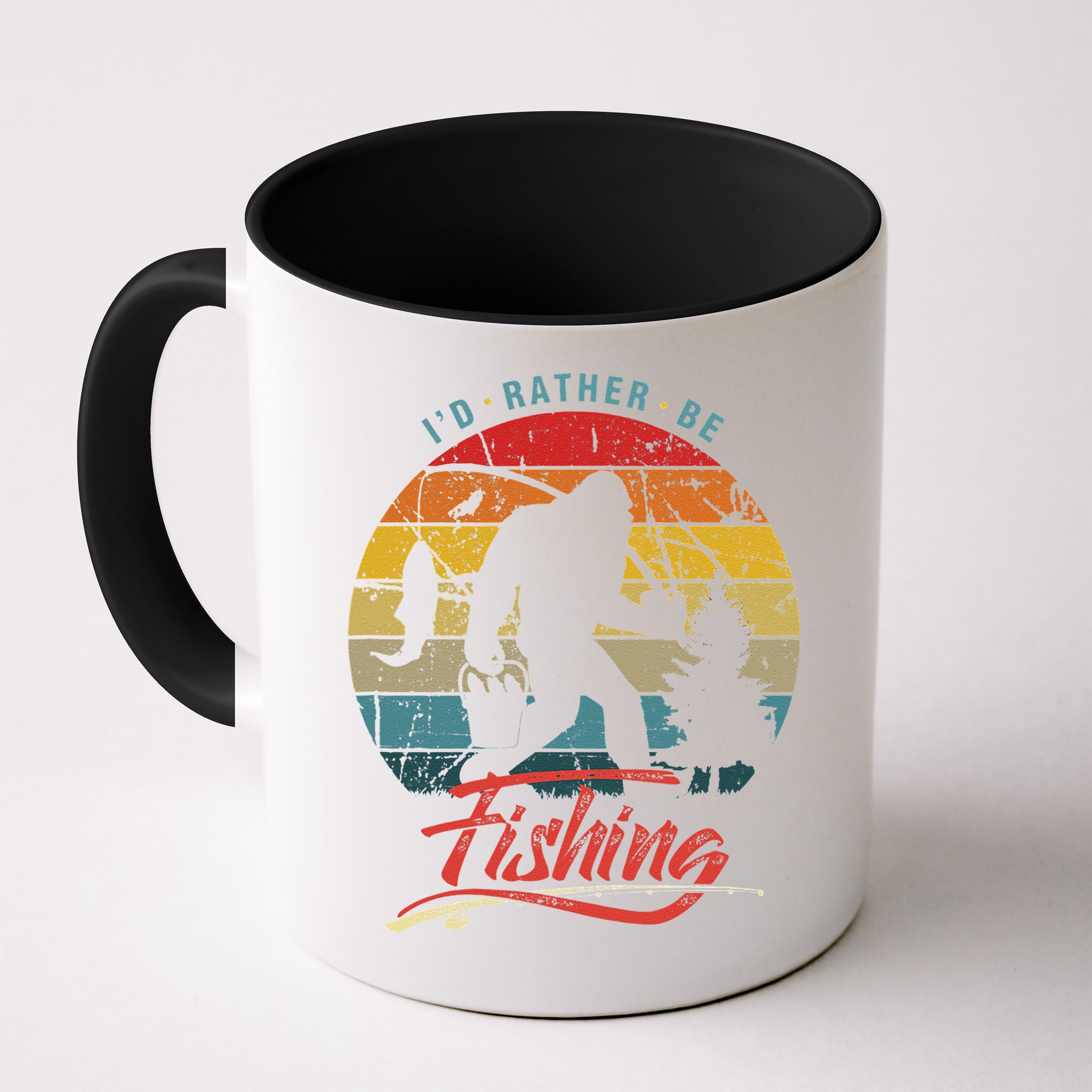 Funny Bigfoot Sasquatch Id Rather Be Fishing Mug
