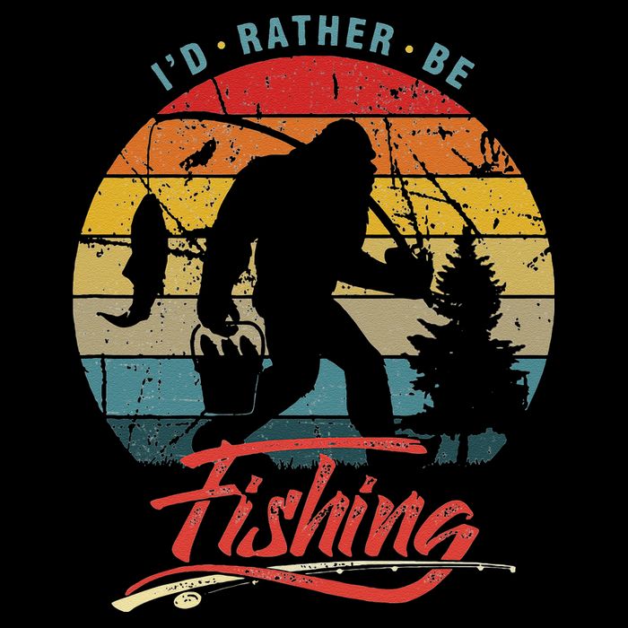 Funny Bigfoot Sasquatch Id Rather Be Fishing Youth Performance Sprint T-Shirt