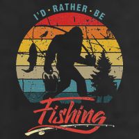 Funny Bigfoot Sasquatch Id Rather Be Fishing Hat