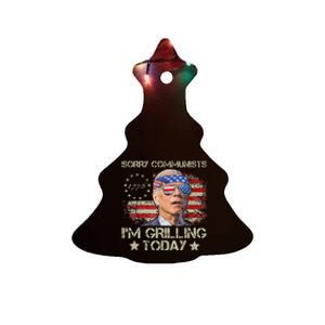 Funny Biden Sorry Communists IM Grilling Today Ceramic Tree Ornament