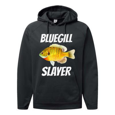 Funny Bluegill Slayer Fishing Performance Fleece Hoodie