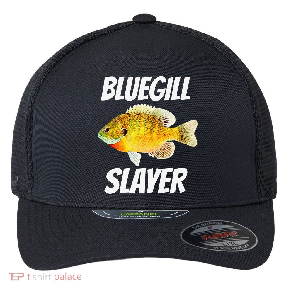 Funny Bluegill Slayer Fishing Flexfit Unipanel Trucker Cap