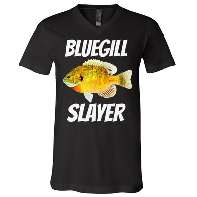 Funny Bluegill Slayer Fishing V-Neck T-Shirt