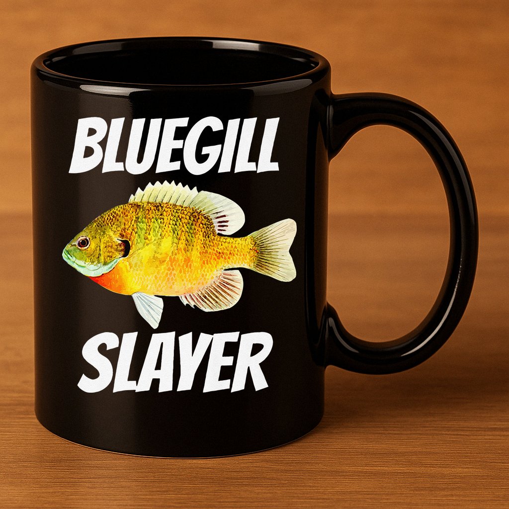 Funny Bluegill Slayer Fishing 11oz C Handle Ceramic Mug