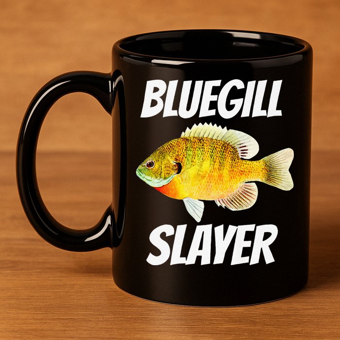 Funny Bluegill Slayer Fishing 11oz C Handle Ceramic Mug