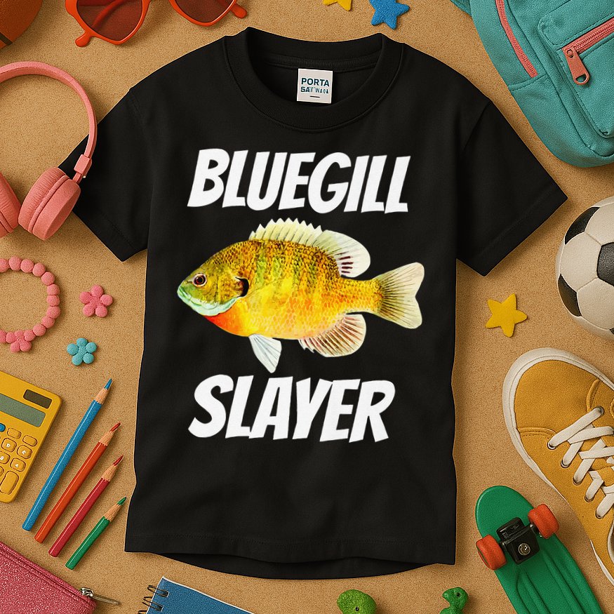 Funny Bluegill Slayer Fishing Kids T-Shirt