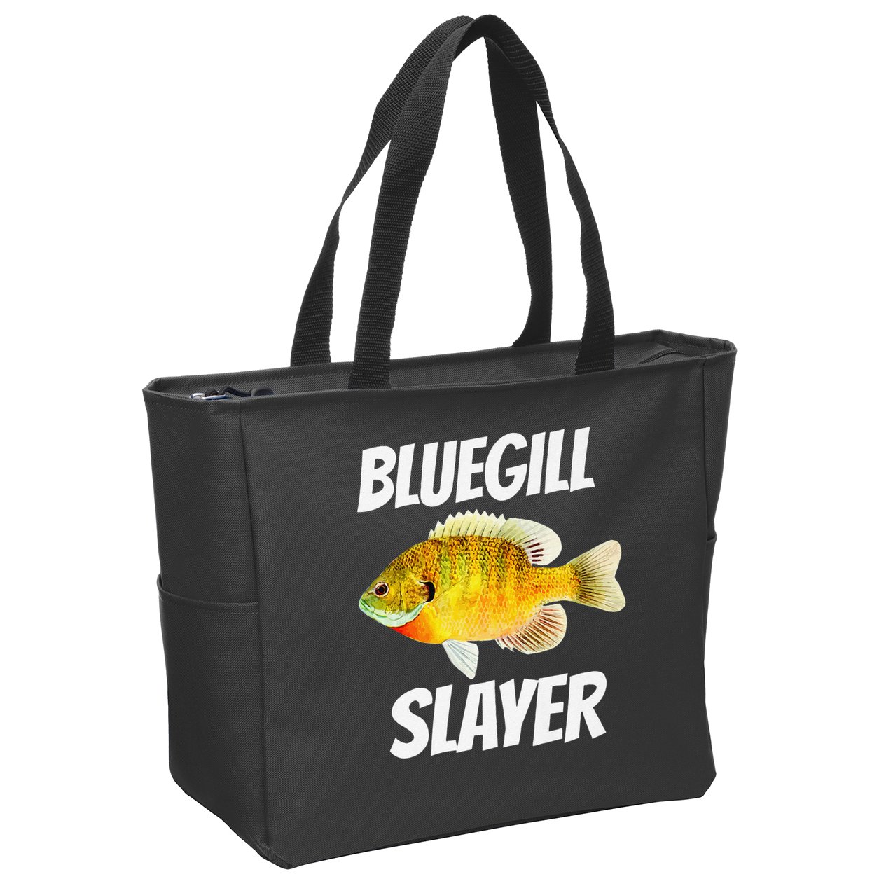 Funny Bluegill Slayer Fishing Zip Tote Bag