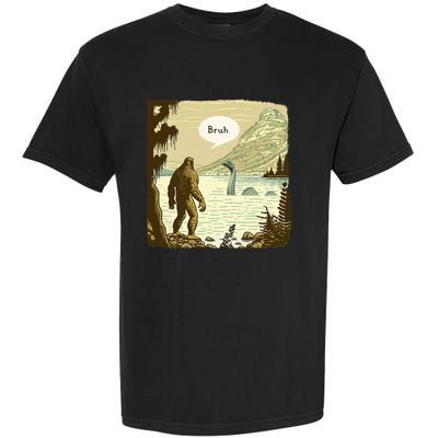 Funny Bigfoot Sasquatch Loch Ness Monster Introvert Bruh Garment-Dyed Heavyweight T-Shirt