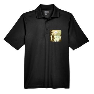 Funny Bigfoot Sasquatch Loch Ness Monster Introvert Bruh Men's Origin Performance Pique Polo