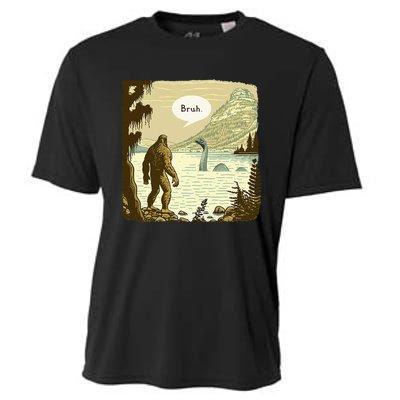 Funny Bigfoot Sasquatch Loch Ness Monster Introvert Bruh Cooling Performance Crew T-Shirt