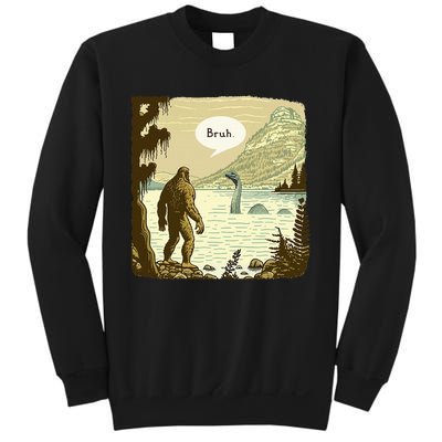 Funny Bigfoot Sasquatch Loch Ness Monster Introvert Bruh Sweatshirt