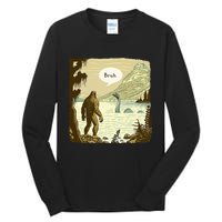 Funny Bigfoot Sasquatch Loch Ness Monster Introvert Bruh Tall Long Sleeve T-Shirt