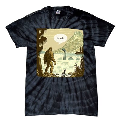 Funny Bigfoot Sasquatch Loch Ness Monster Introvert Bruh Tie-Dye T-Shirt