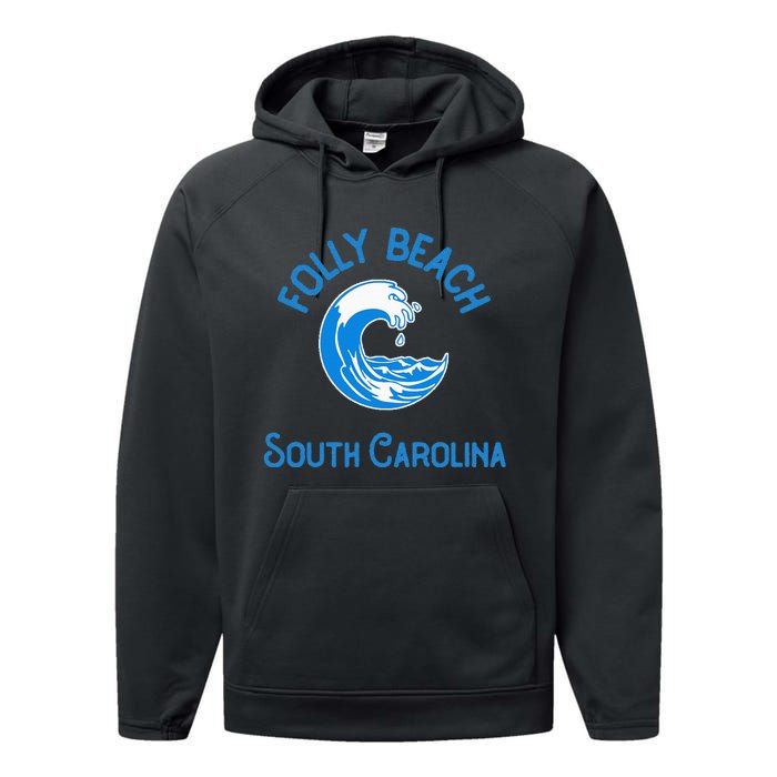 Folly Beach South Carolina Performance Fleece Hoodie