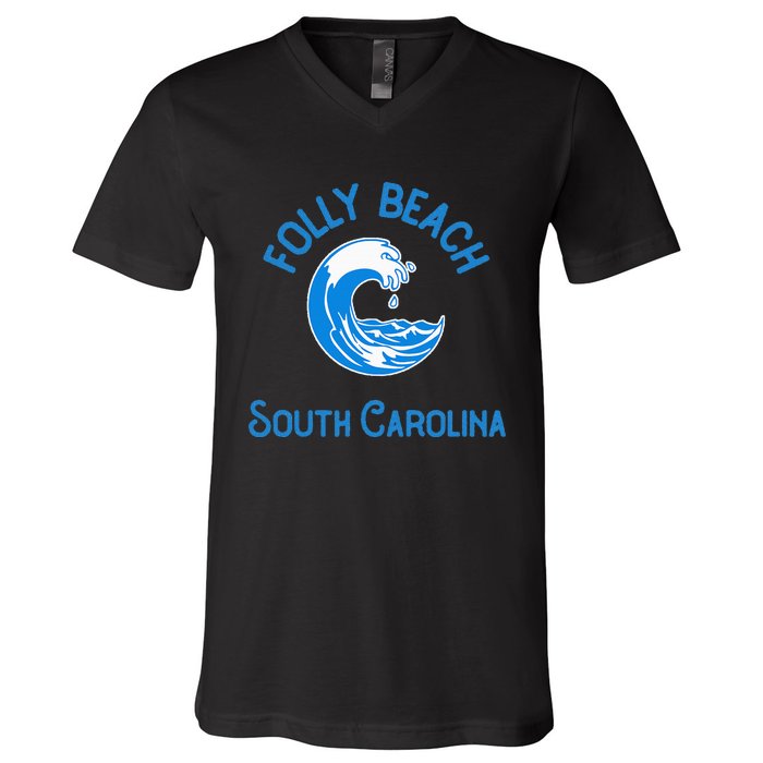 Folly Beach South Carolina V-Neck T-Shirt