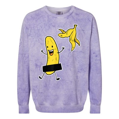 Funny Banana Striptease Cartoon Party Sweet Fun Outfit Colorblast Crewneck Sweatshirt