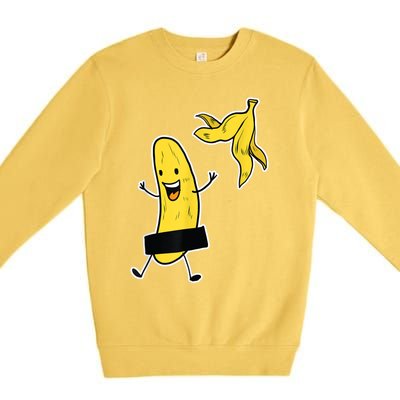 Funny Banana Striptease Cartoon Party Sweet Fun Outfit Premium Crewneck Sweatshirt