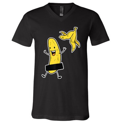 Funny Banana Striptease Cartoon Party Sweet Fun Outfit V-Neck T-Shirt