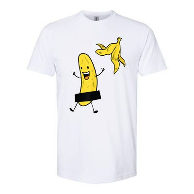 Funny Banana Striptease Cartoon Party Sweet Fun Outfit Softstyle CVC T-Shirt