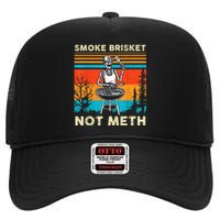 Funny Bbq Skeleton Smoke Brisket Not Meth Grilling Master Skeleton Chef High Crown Mesh Back Trucker Hat