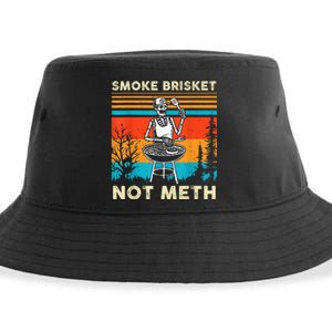 Funny Bbq Skeleton Smoke Brisket Not Meth Grilling Master Skeleton Chef Sustainable Bucket Hat