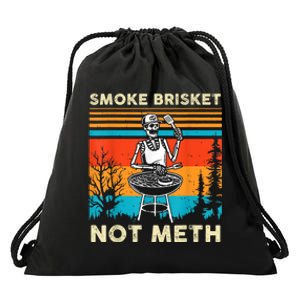 Funny Bbq Skeleton Smoke Brisket Not Meth Grilling Master Skeleton Chef Drawstring Bag