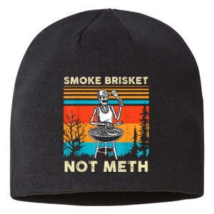 Funny Bbq Skeleton Smoke Brisket Not Meth Grilling Master Skeleton Chef Sustainable Beanie