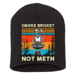 Funny Bbq Skeleton Smoke Brisket Not Meth Grilling Master Skeleton Chef Short Acrylic Beanie