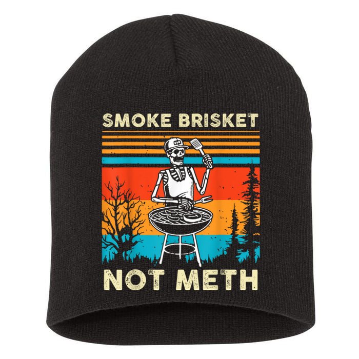 Funny Bbq Skeleton Smoke Brisket Not Meth Grilling Master Skeleton Chef Short Acrylic Beanie