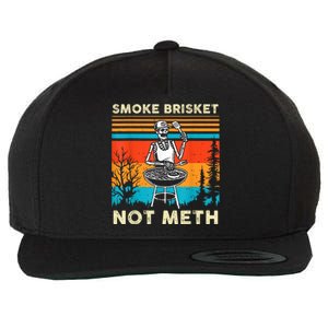 Funny Bbq Skeleton Smoke Brisket Not Meth Grilling Master Skeleton Chef Wool Snapback Cap