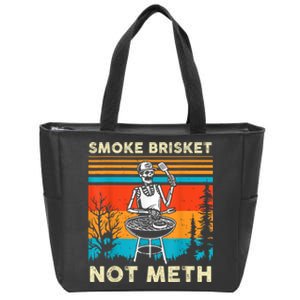 Funny Bbq Skeleton Smoke Brisket Not Meth Grilling Master Skeleton Chef Zip Tote Bag