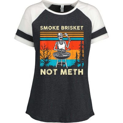 Funny Bbq Skeleton Smoke Brisket Not Meth Grilling Master Skeleton Chef Enza Ladies Jersey Colorblock Tee