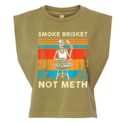 Funny Bbq Skeleton Smoke Brisket Not Meth Grilling Master Skeleton Chef Garment-Dyed Women's Muscle Tee