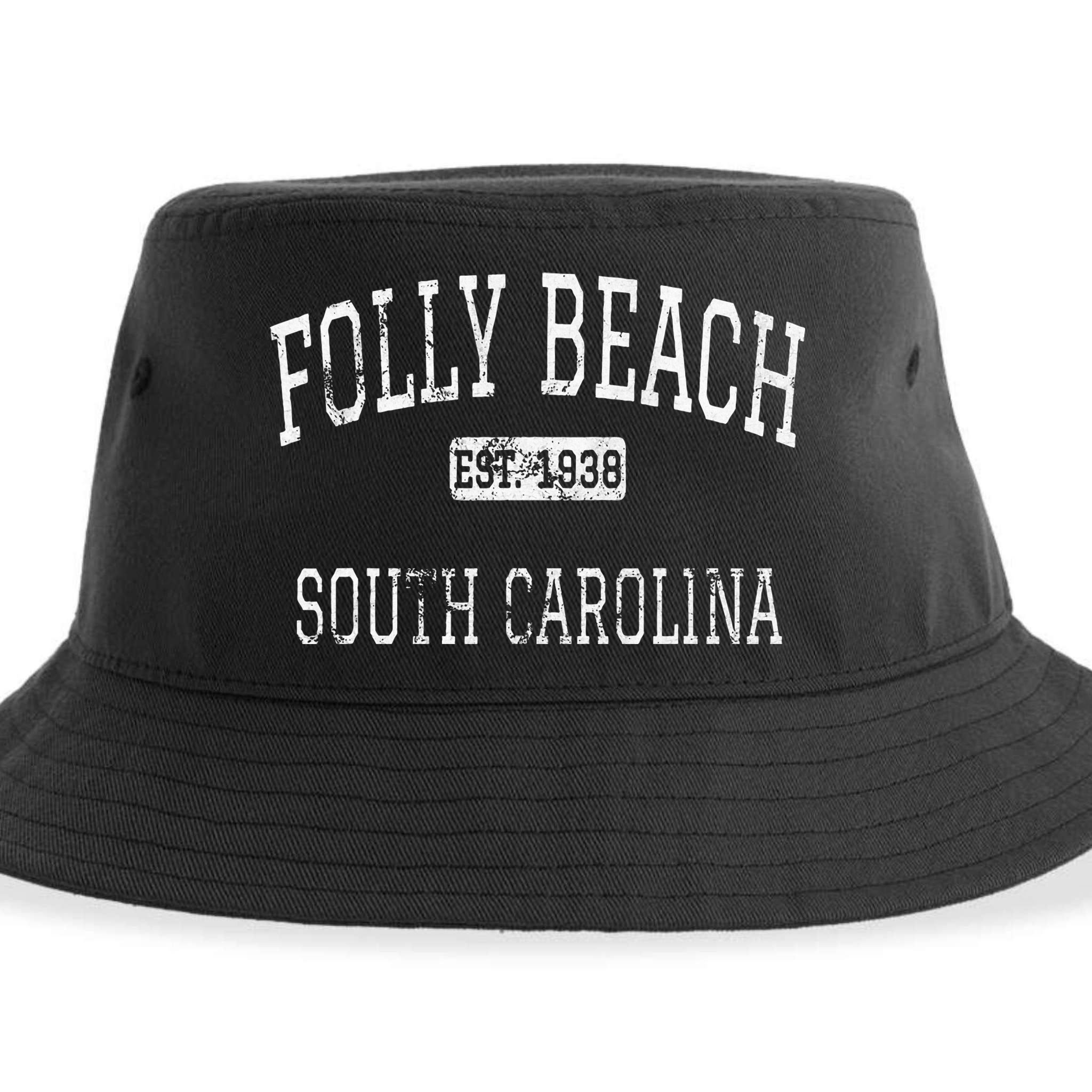Folly Beach South Carolina Sc Vintage Sustainable Bucket Hat