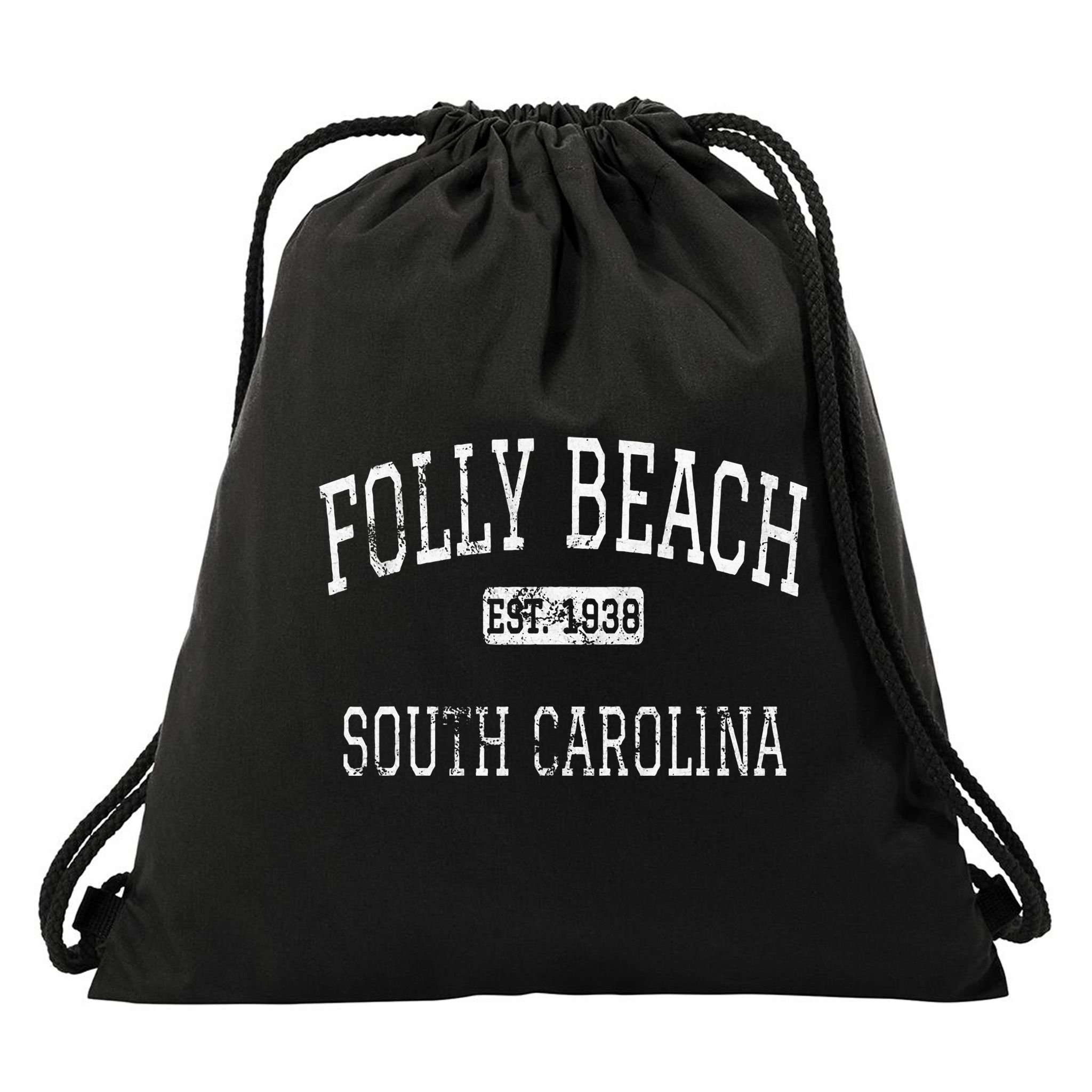 Folly Beach South Carolina Sc Vintage Drawstring Bag