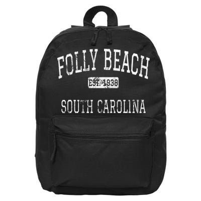 Folly Beach South Carolina Sc Vintage 16 in Basic Backpack